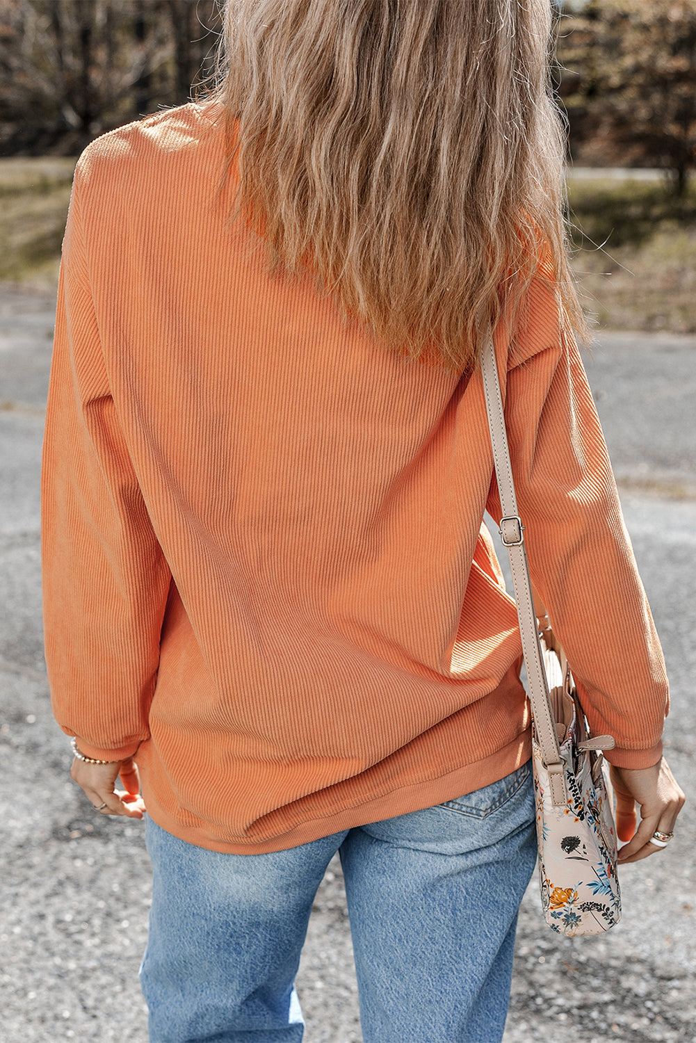 Smoke gray corduroy sweatshirt, view 8
