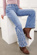 Ashleigh Blue Embroidered Western Print Flare Leg Full Length Jeans Dear-Lover Dropshipping