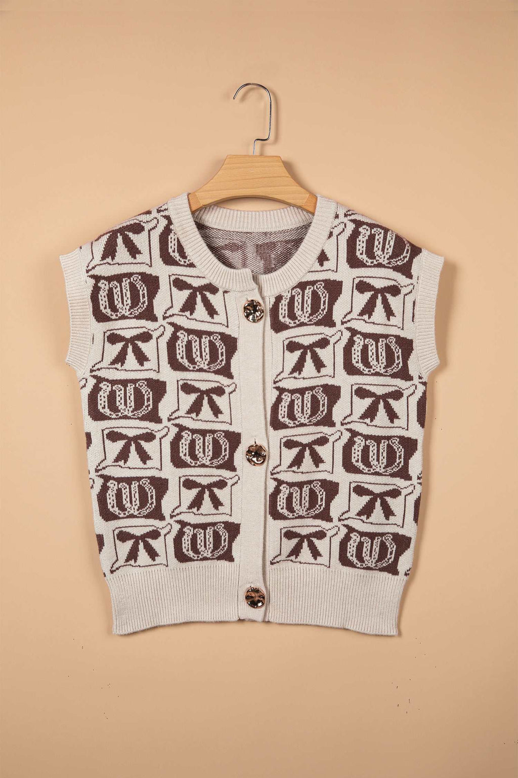 Brown horseshoe sweater vest, view 11