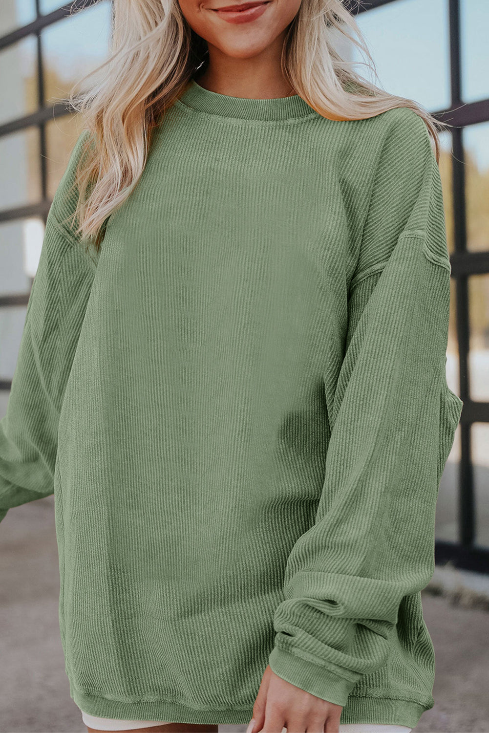 Smoke gray corduroy sweatshirt, view 19