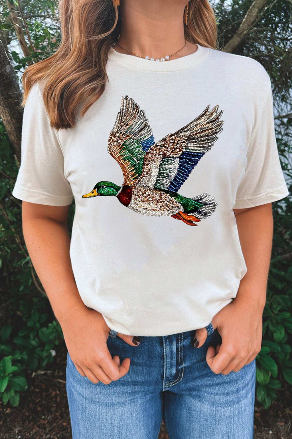 Khaki flying mallard tee, view 6