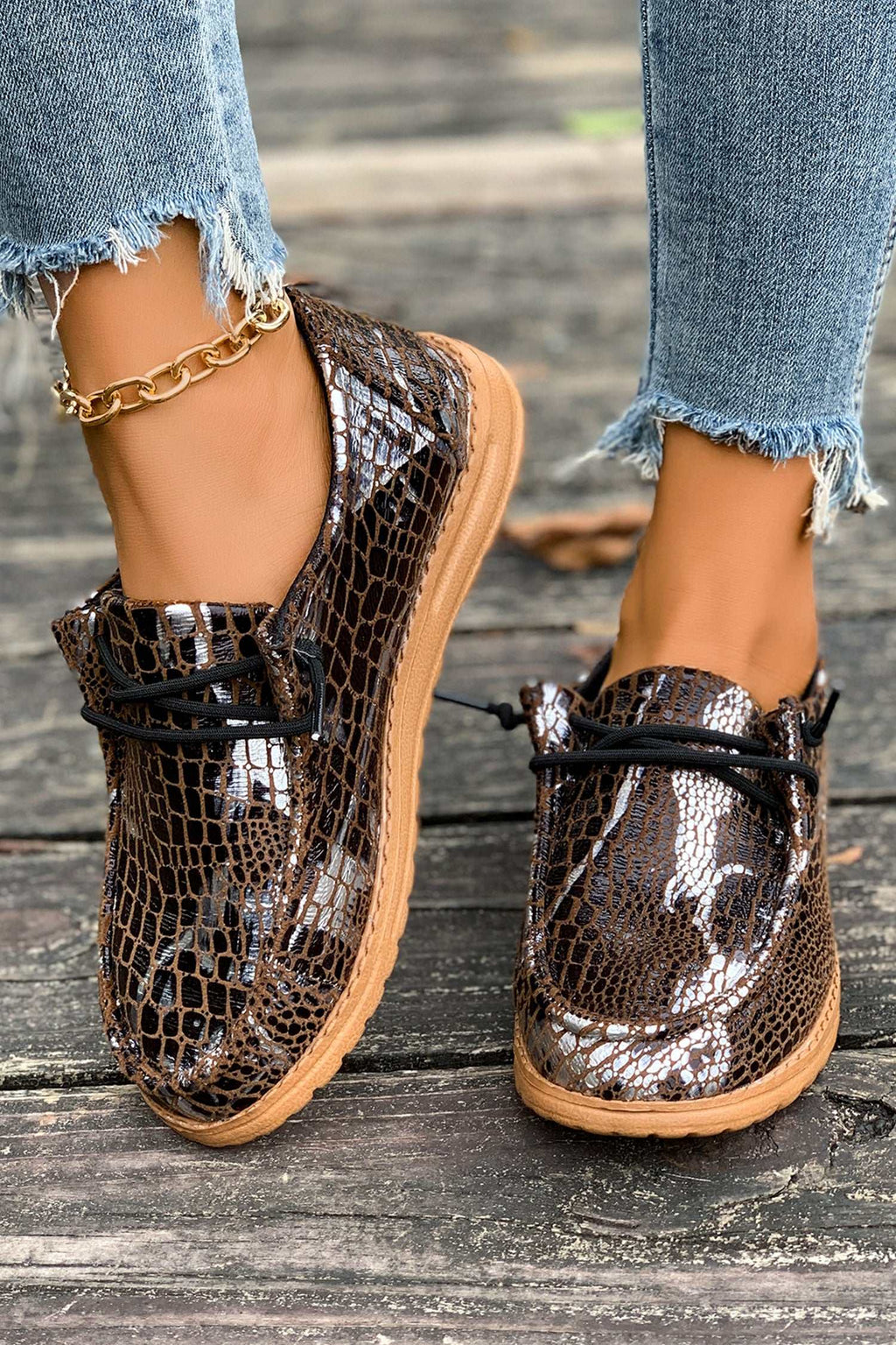 Mustard print loafers, view 5