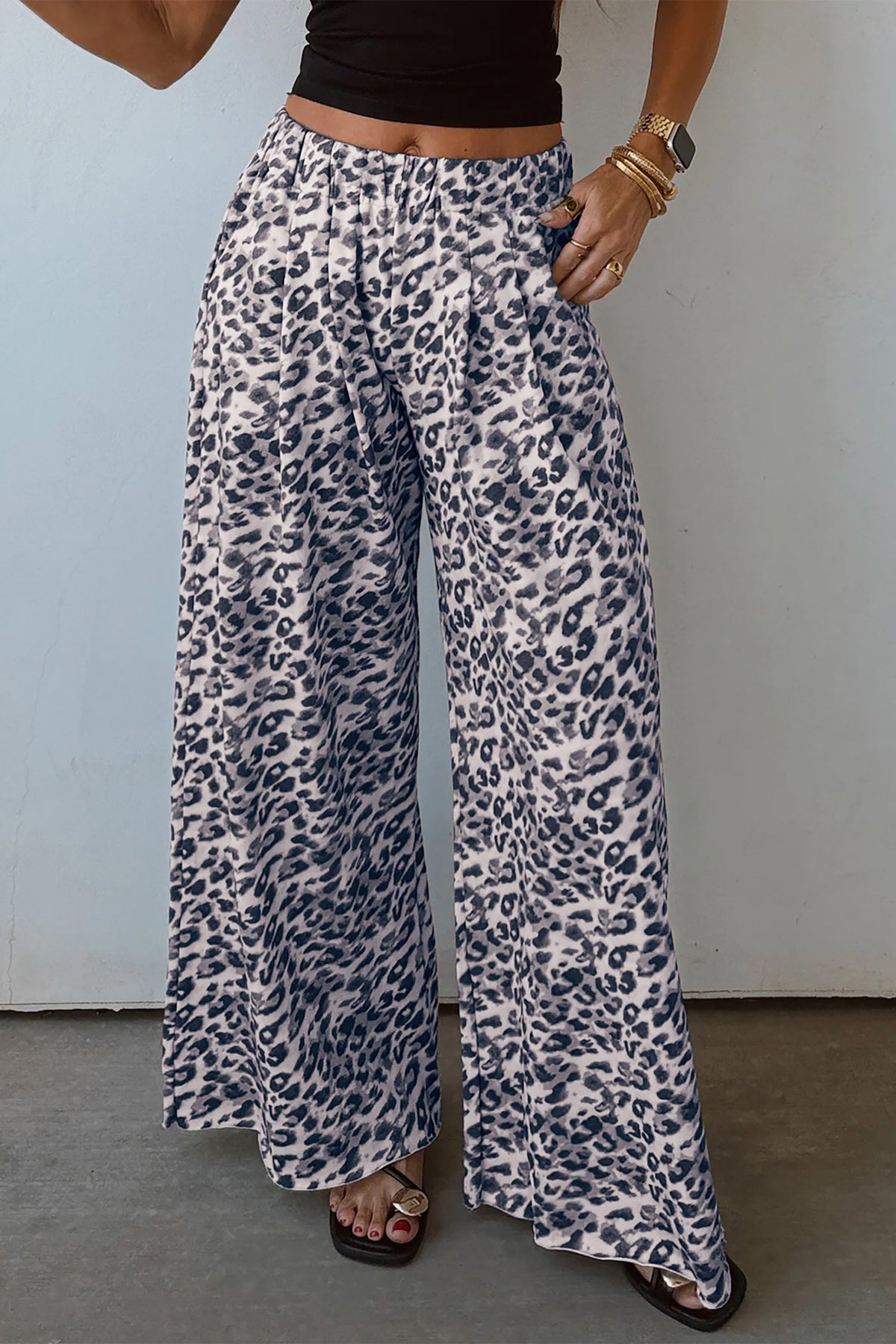 Multicolour Leopard Print Wide Leg Full Length Pants BD Collective