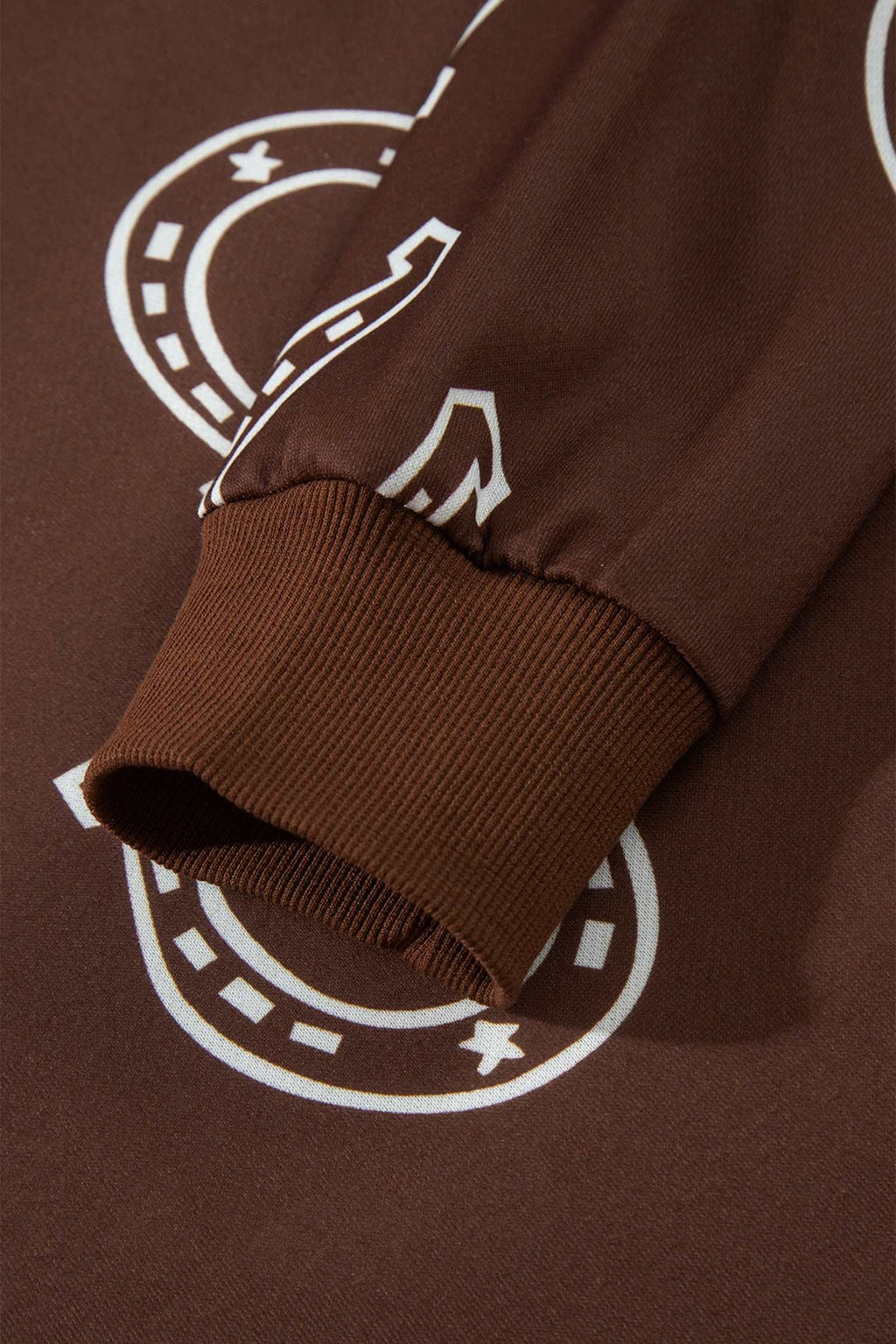 Brown western print pant set, view 15
