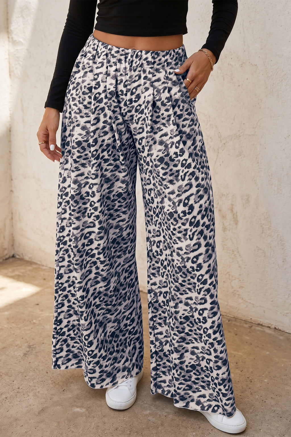 Multicolour Leopard Print Wide Leg Full Length Pants BD Collective