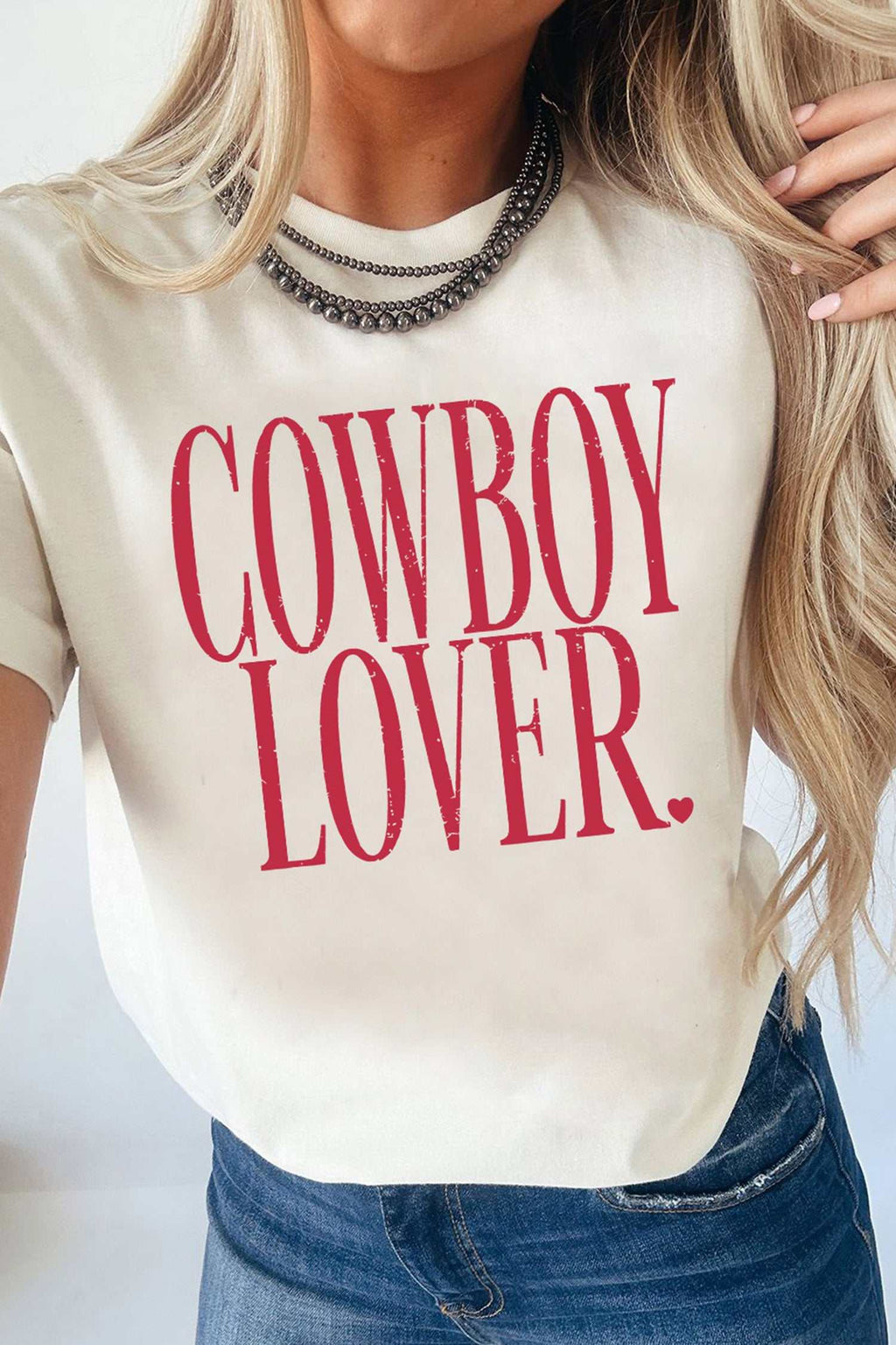 White Cowboy Lover graphic tee, view 3