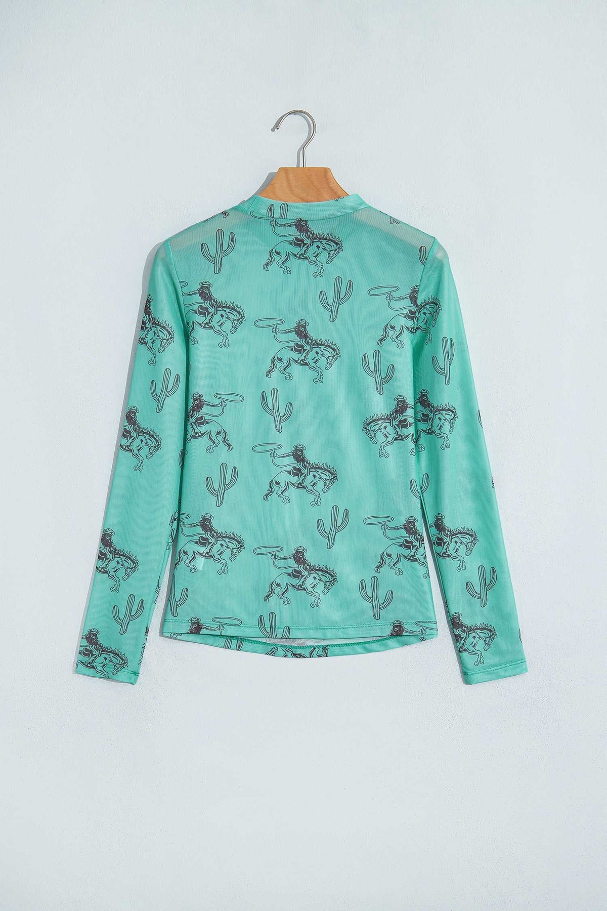 Aruba blue western mesh top, view 5