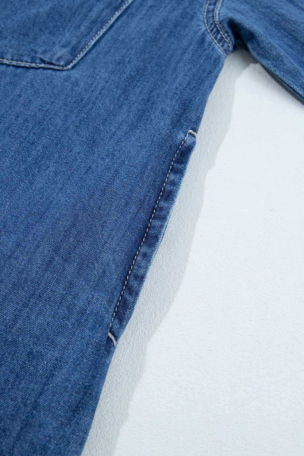 Sail blue tunic denim shirt, view 16