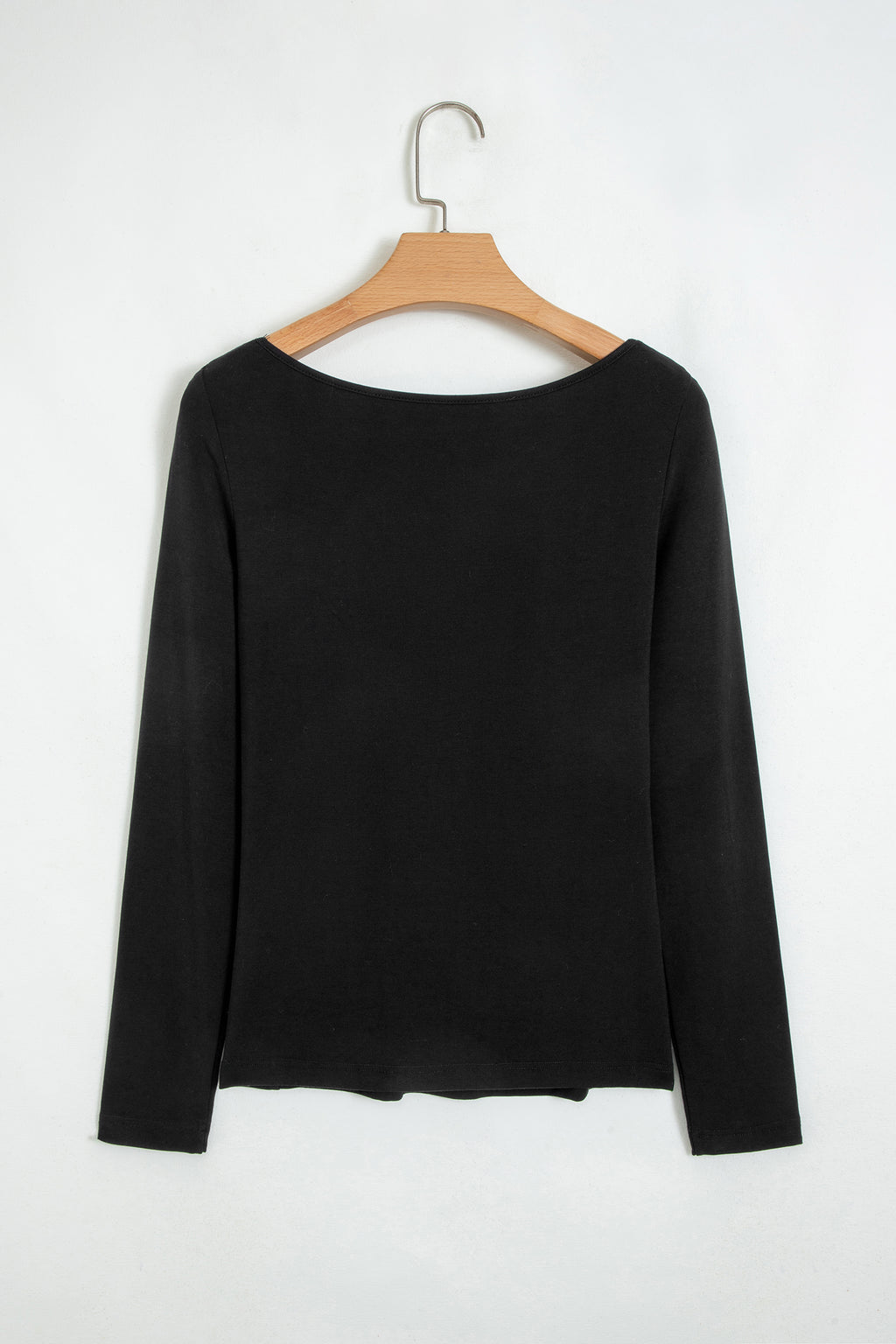 Black Lace Trim Elegant Neckline Long Sleeve Slim Top Dear-Lover Dropshipping