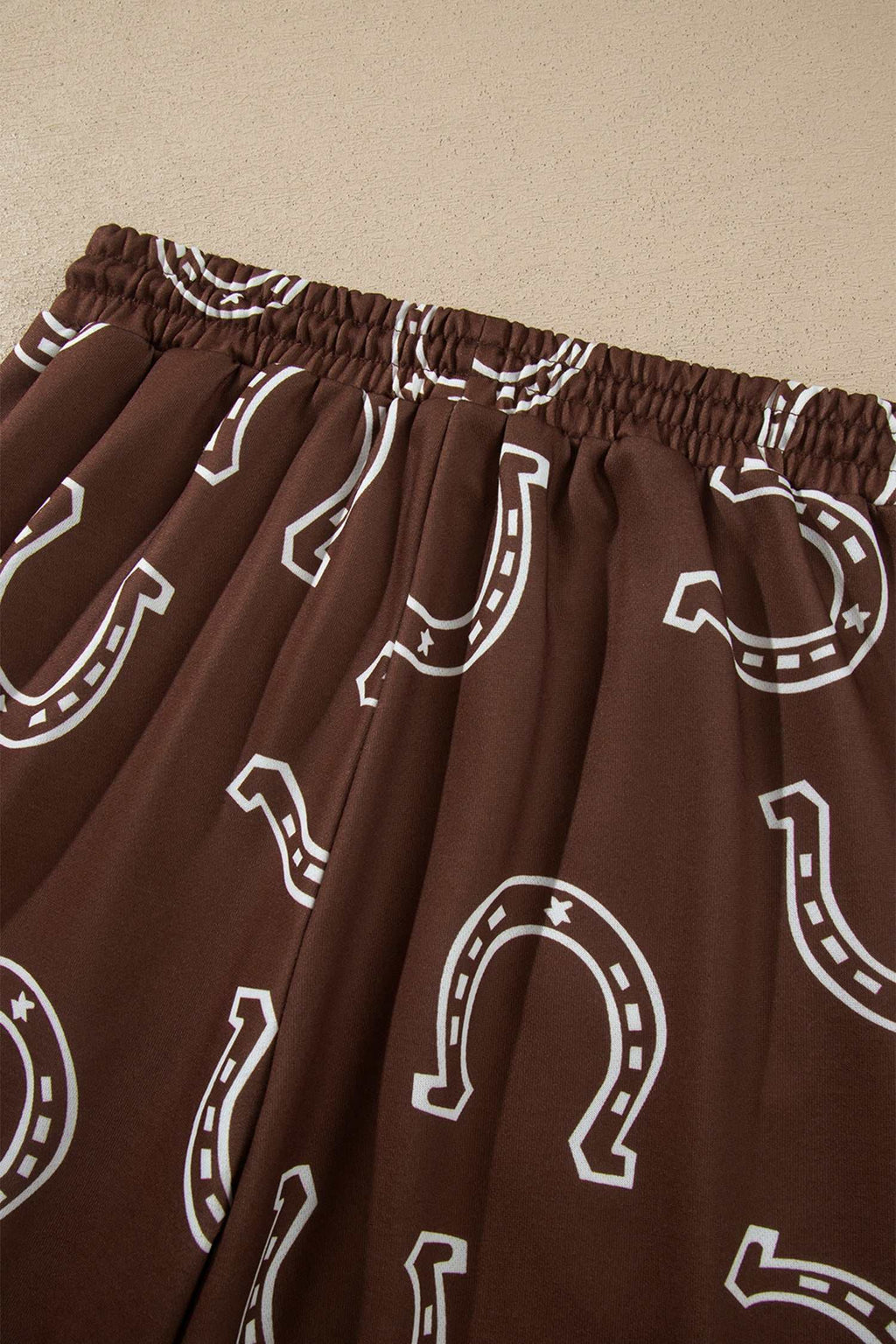 Brown western print pant set, view 7