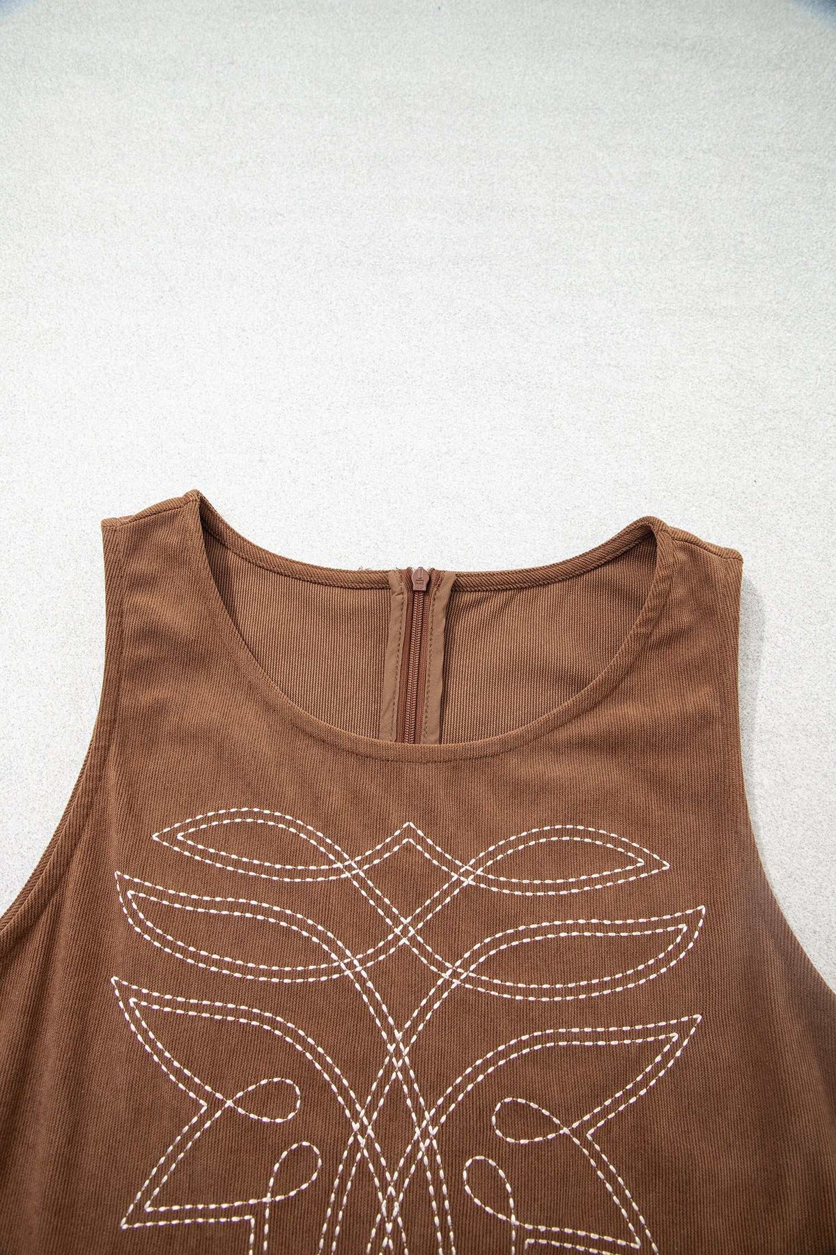 Coffee corduroy shift dress, view 9
