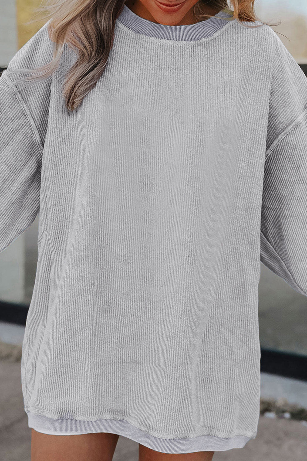 Smoke gray corduroy sweatshirt, view 14