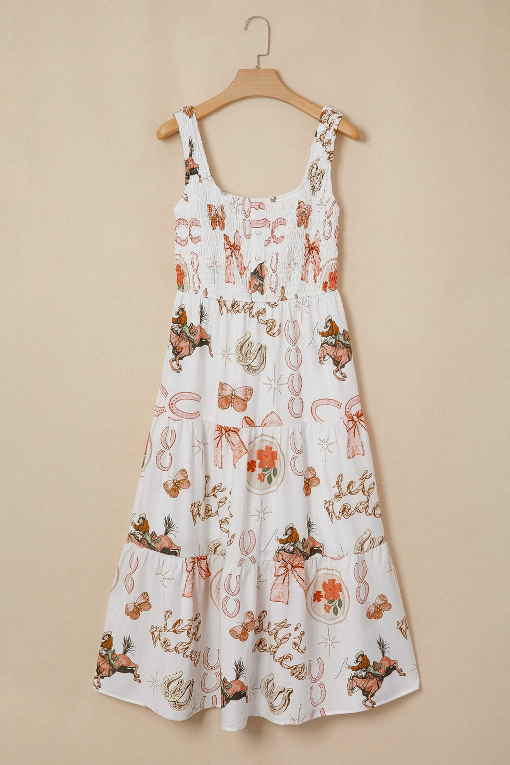 White horseshoe midi dress, view 3