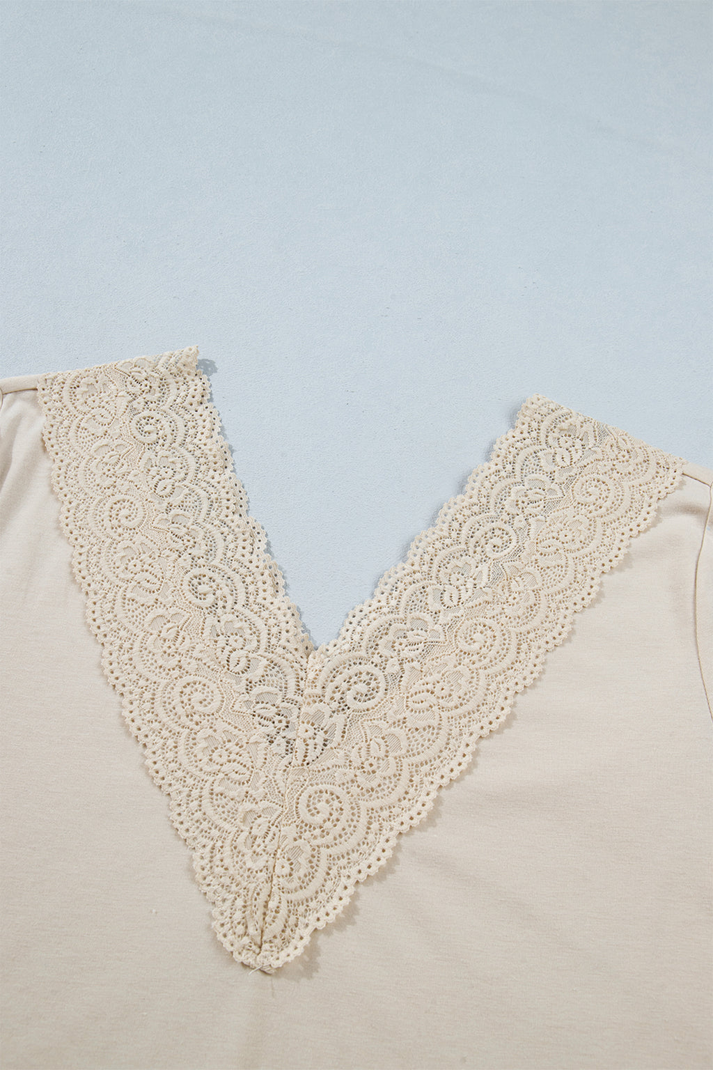 Apricot lace trim top, view 5