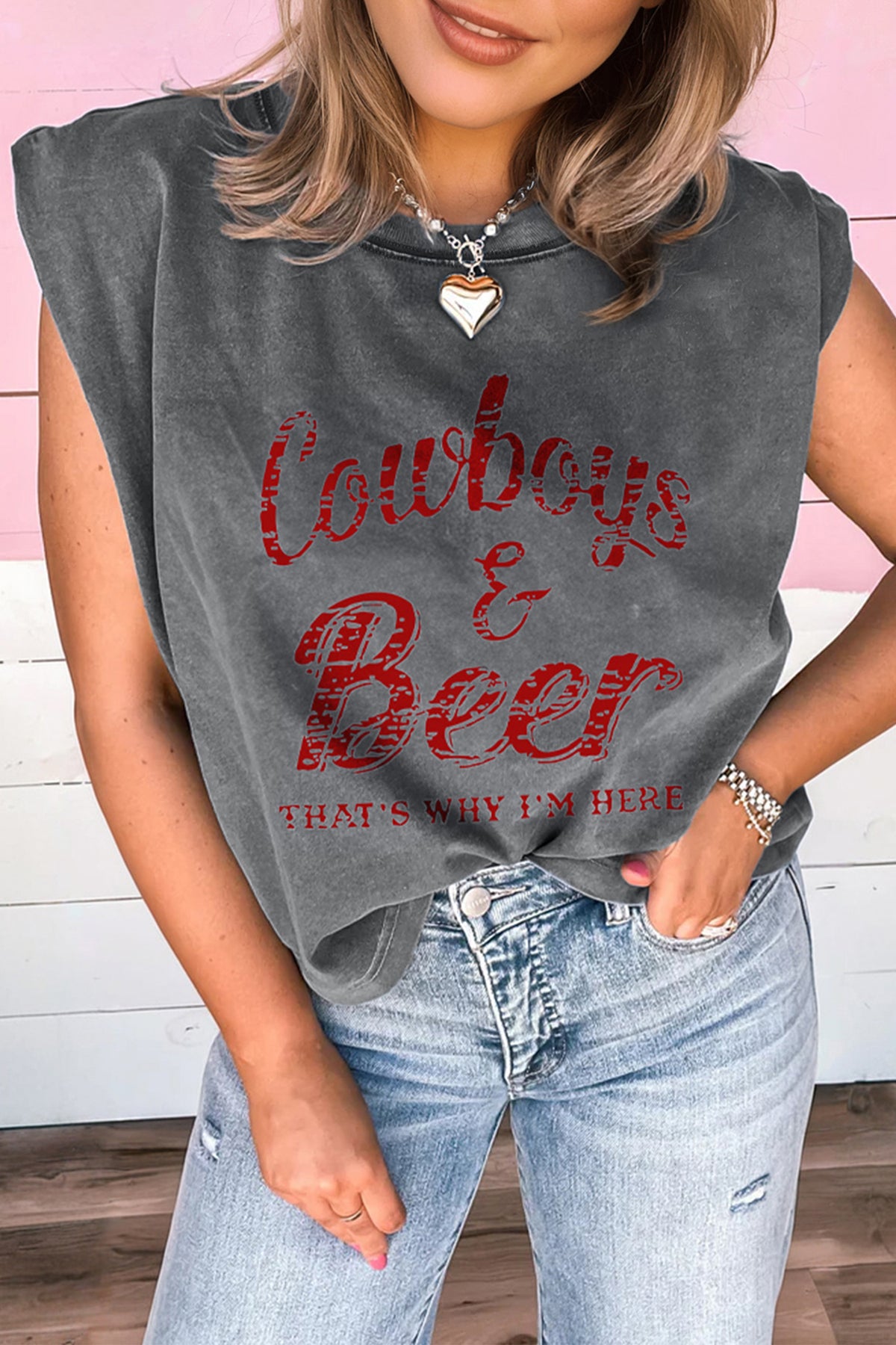 Original variant image - Cowboys and Beer gray tank