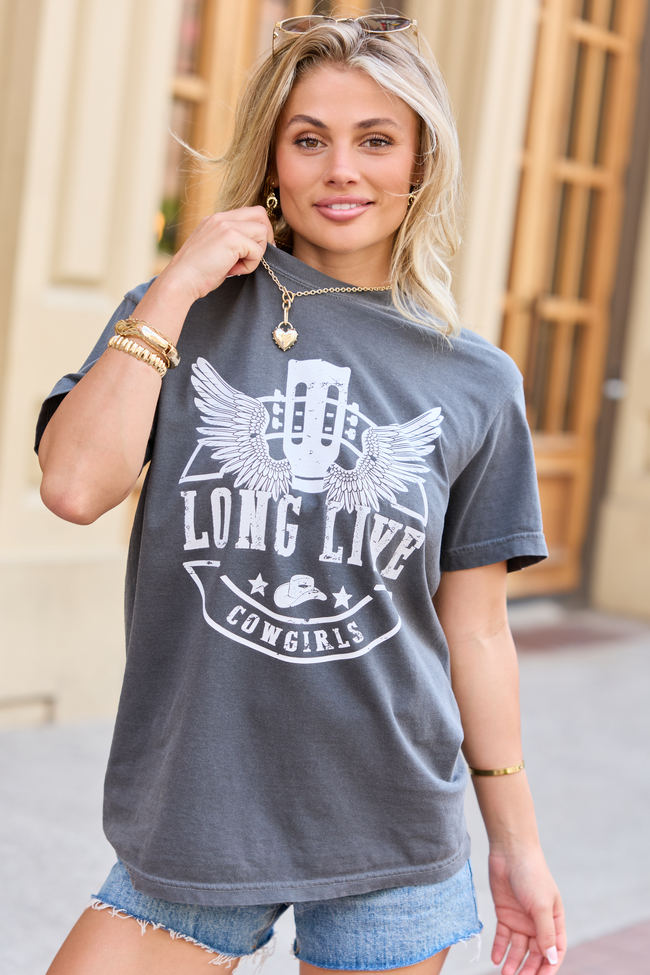 Long Live Cowgirls Dark Grey Comfort Colors Graphic Tee