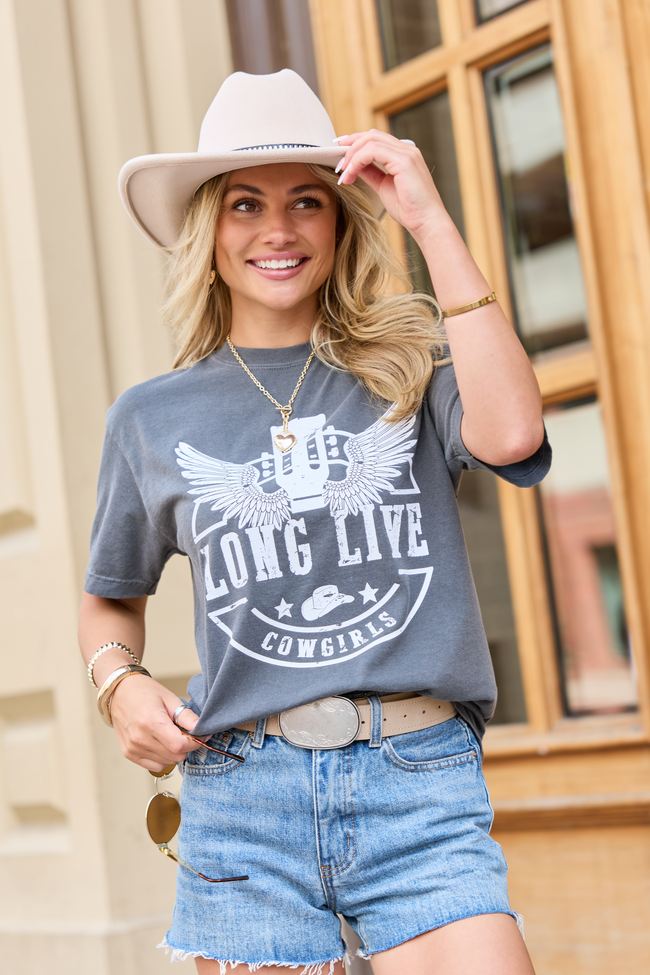 Long Live Cowgirls Dark Grey Comfort Colors Graphic Tee
