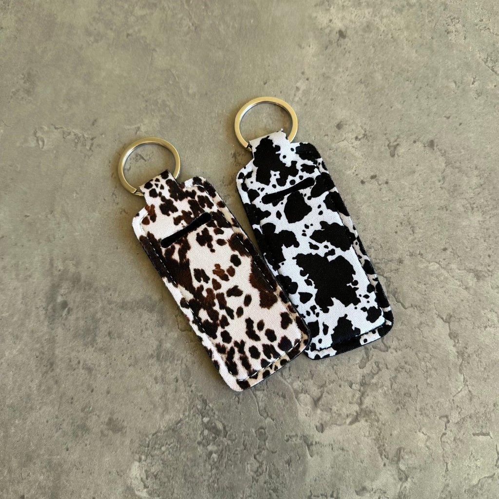 Chapstick Holder Keychain – Cow Print, Camo Pink Bow, Cowboy Toile, Barn Toile, croquette, duck, moon Hats & Accessories