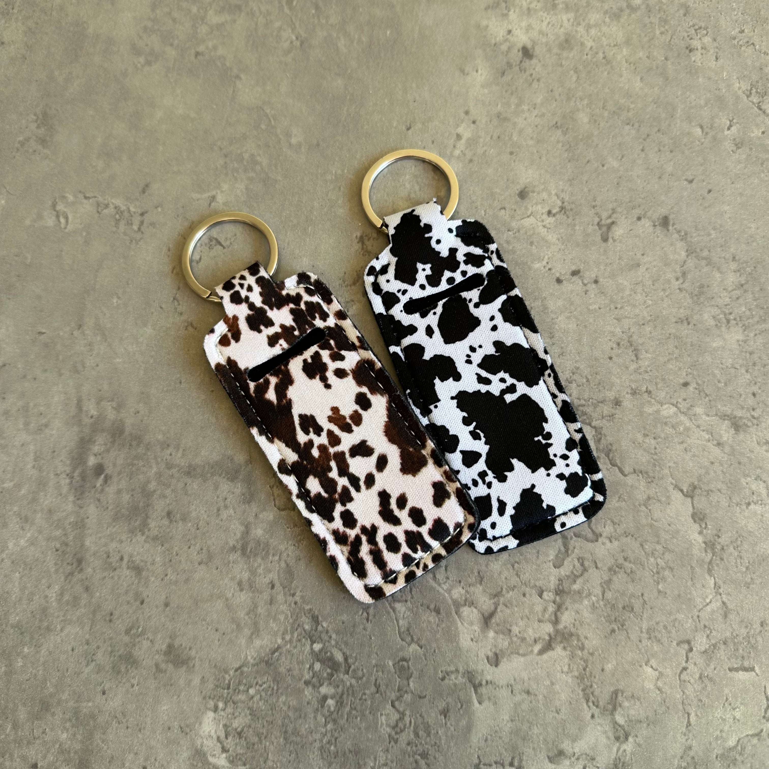 Chapstick Holder Keychain – Cow Print, Camo Pink Bow, Cowboy Toile, Barn Toile, croquette, duck, moon Hats & Accessories
