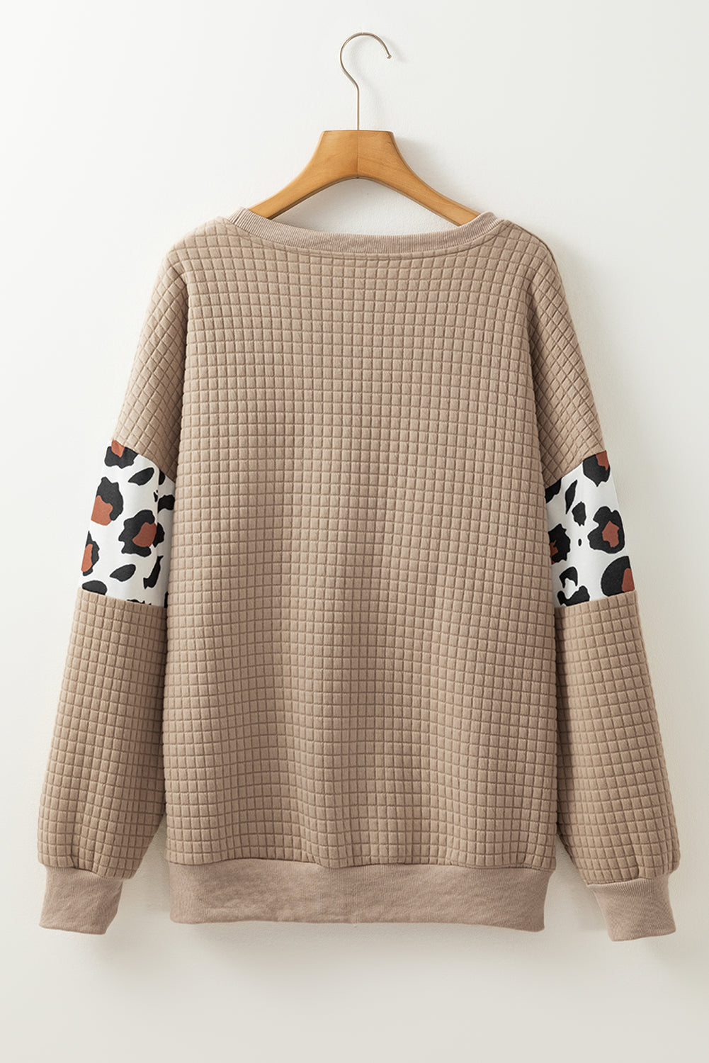 Leopard Quilted Patchwork Crew Sweatshirt