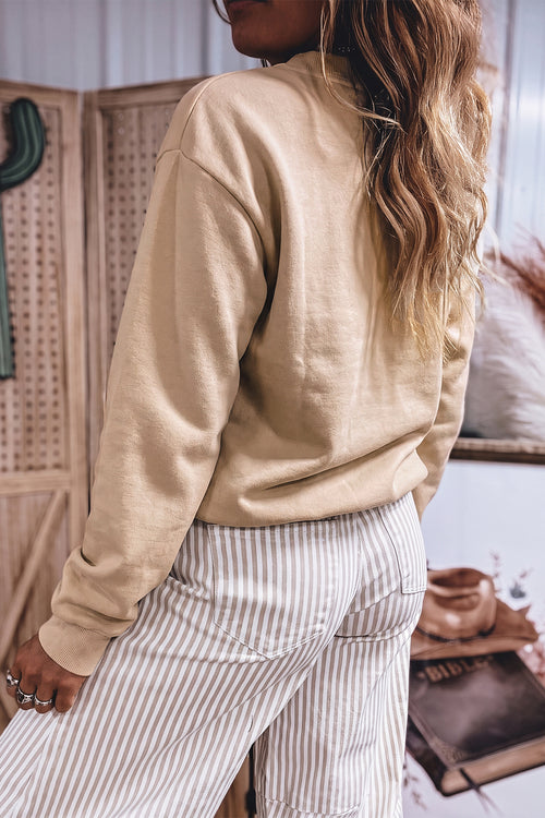 Beige western embroidered sweatshirt, alternate view
