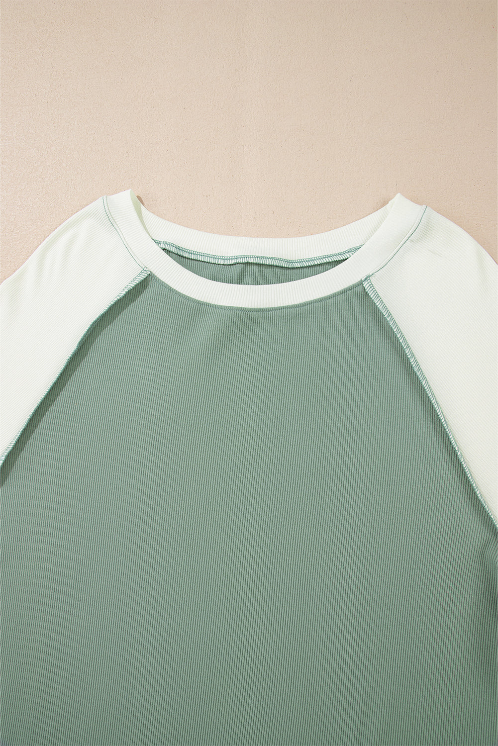 Mint Green Colorblock Raglan Long Sleeve Top