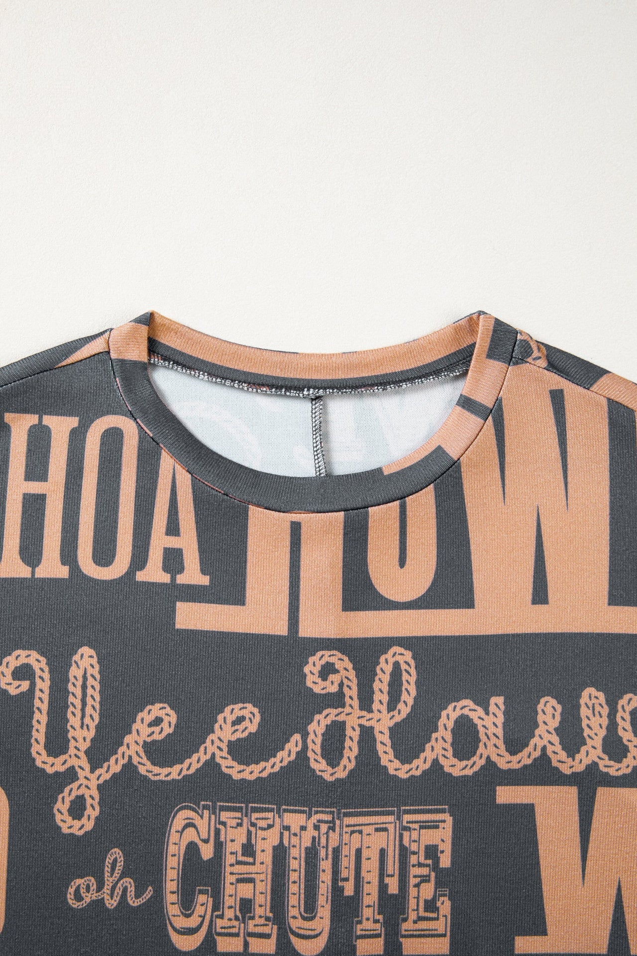 Dark grey Howdy Cowboy printed western fashion tee with bold lettering