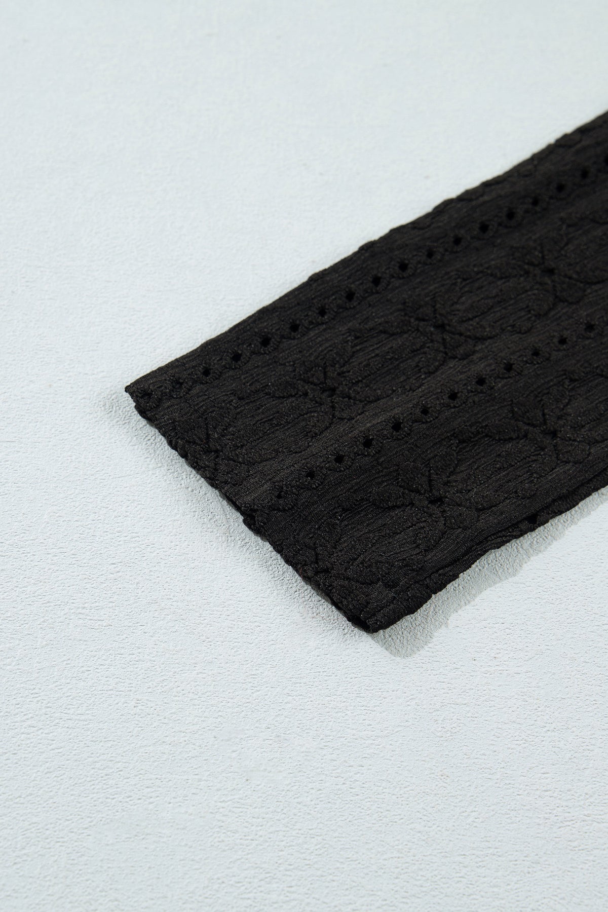 Black floral knit blouse, view 11