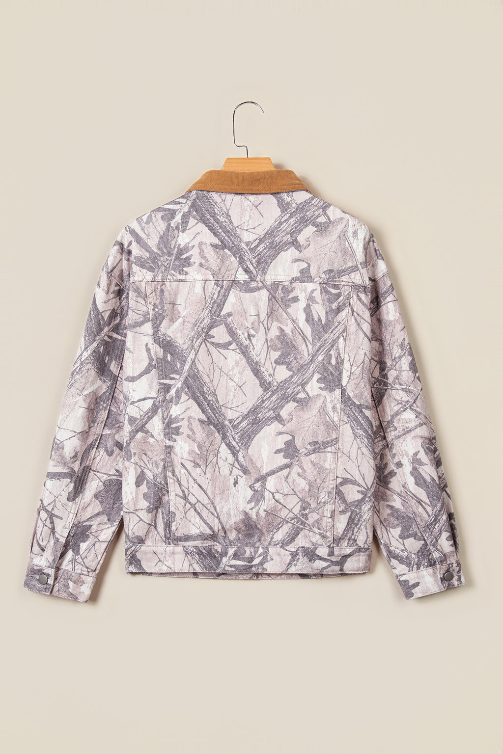 Gray camo denim jacket, view 6