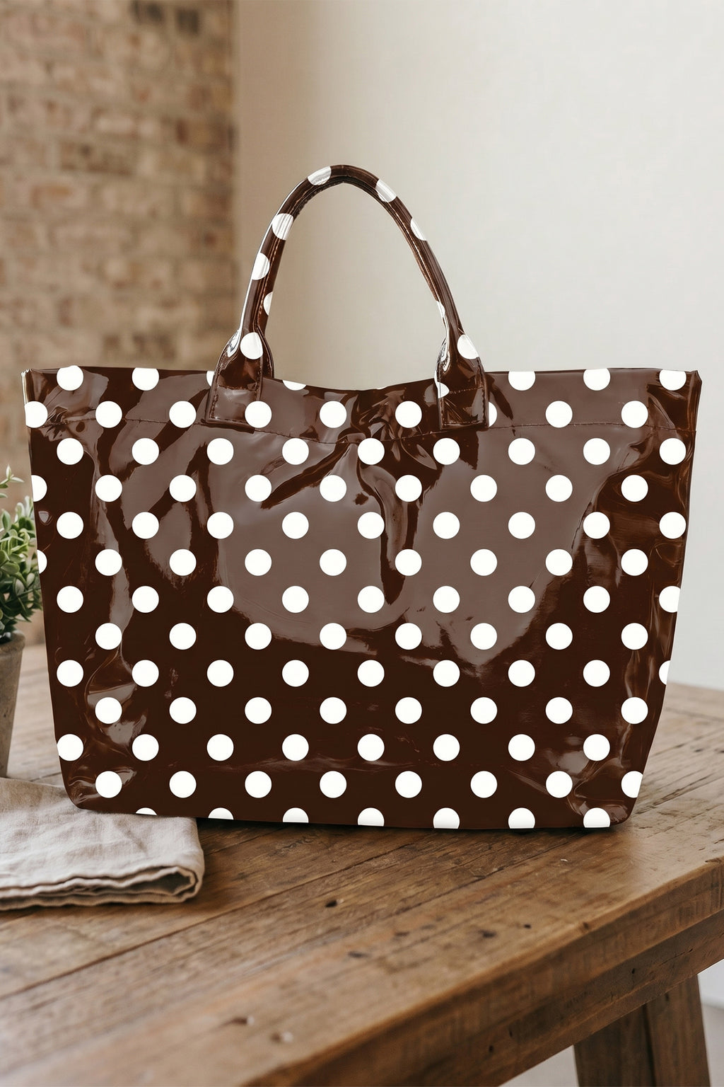 Pink cowboy vinyl tote, view 6