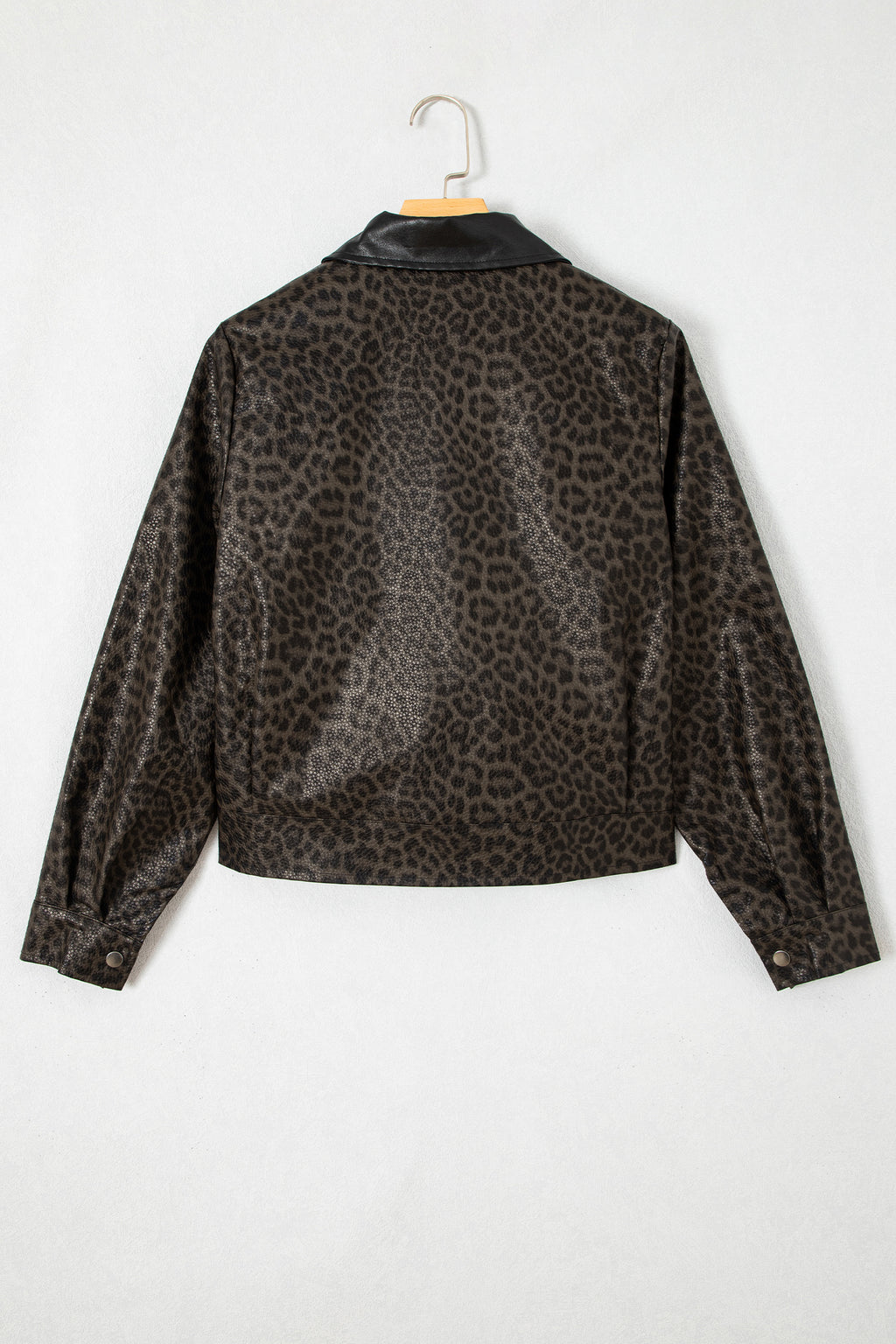 Leopard colorblock collar jacket, view 6