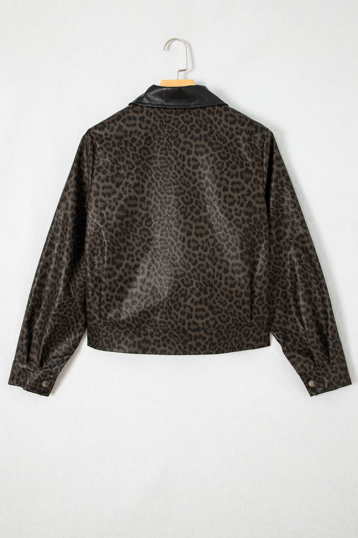 Leopard colorblock collar jacket, view 6