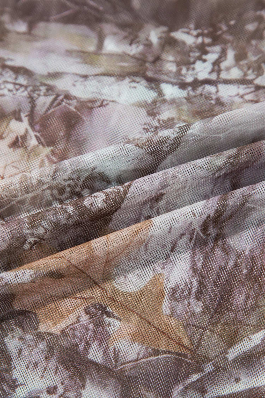 Smoke gray floral mesh top, view 20