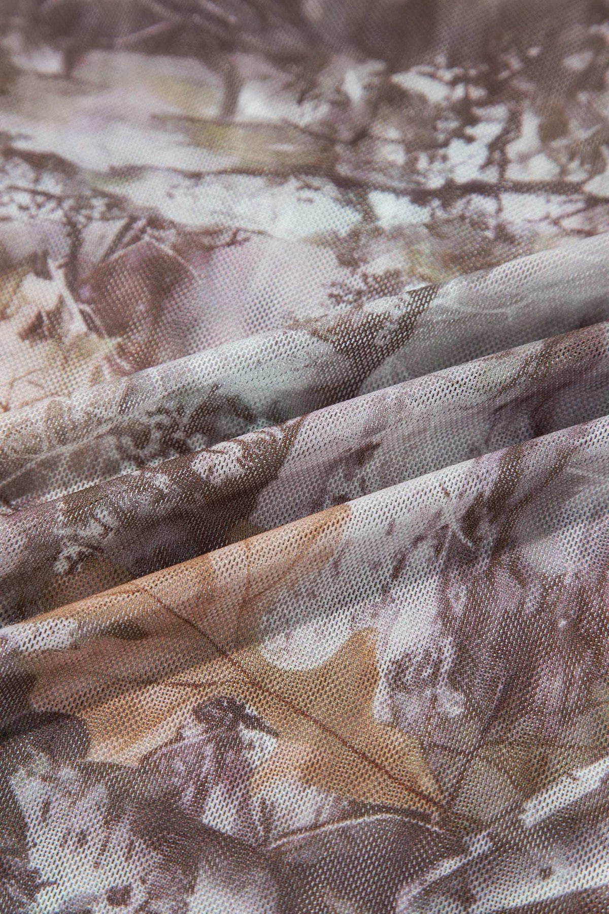 Smoke gray floral mesh top, view 20