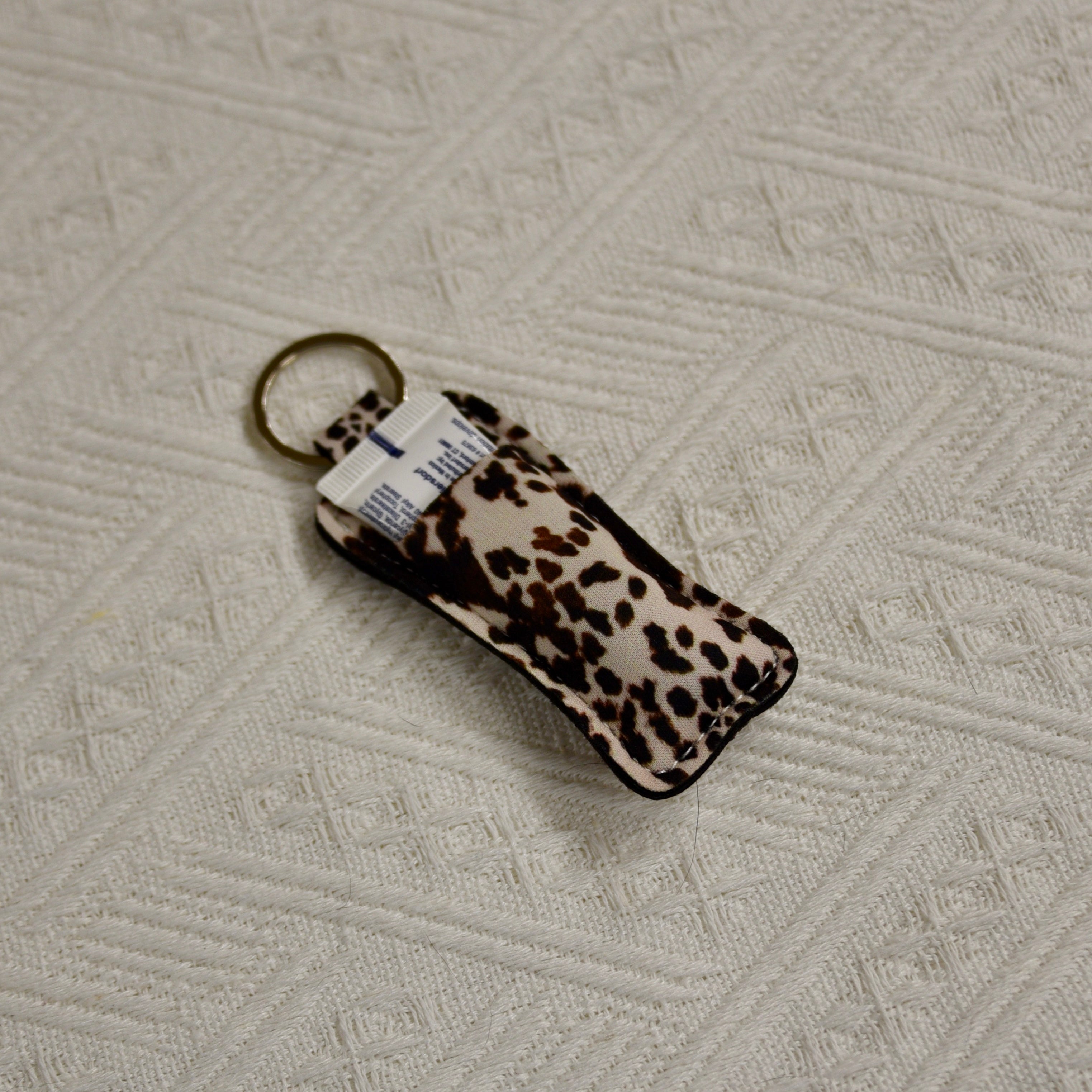 Chapstick Holder Keychain – Cow Print, Camo Pink Bow, Cowboy Toile, Barn Toile, croquette, duck, moon Hats & Accessories