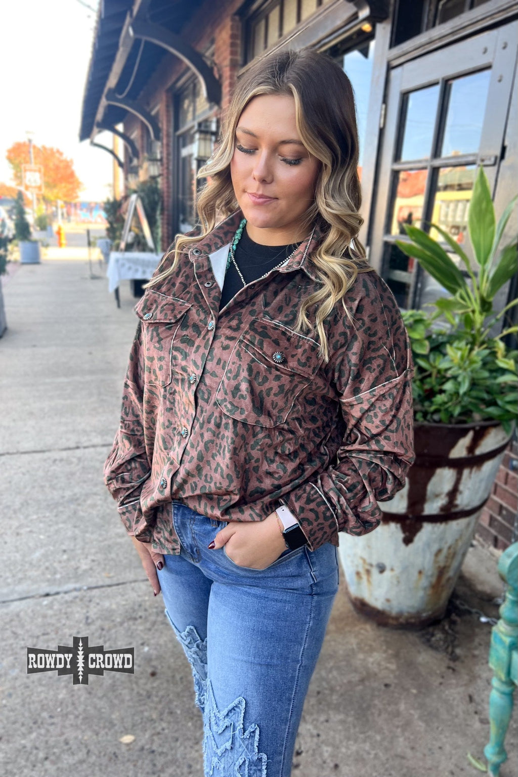 Leopard Lady Button Up Rowdy Crowd Clothing