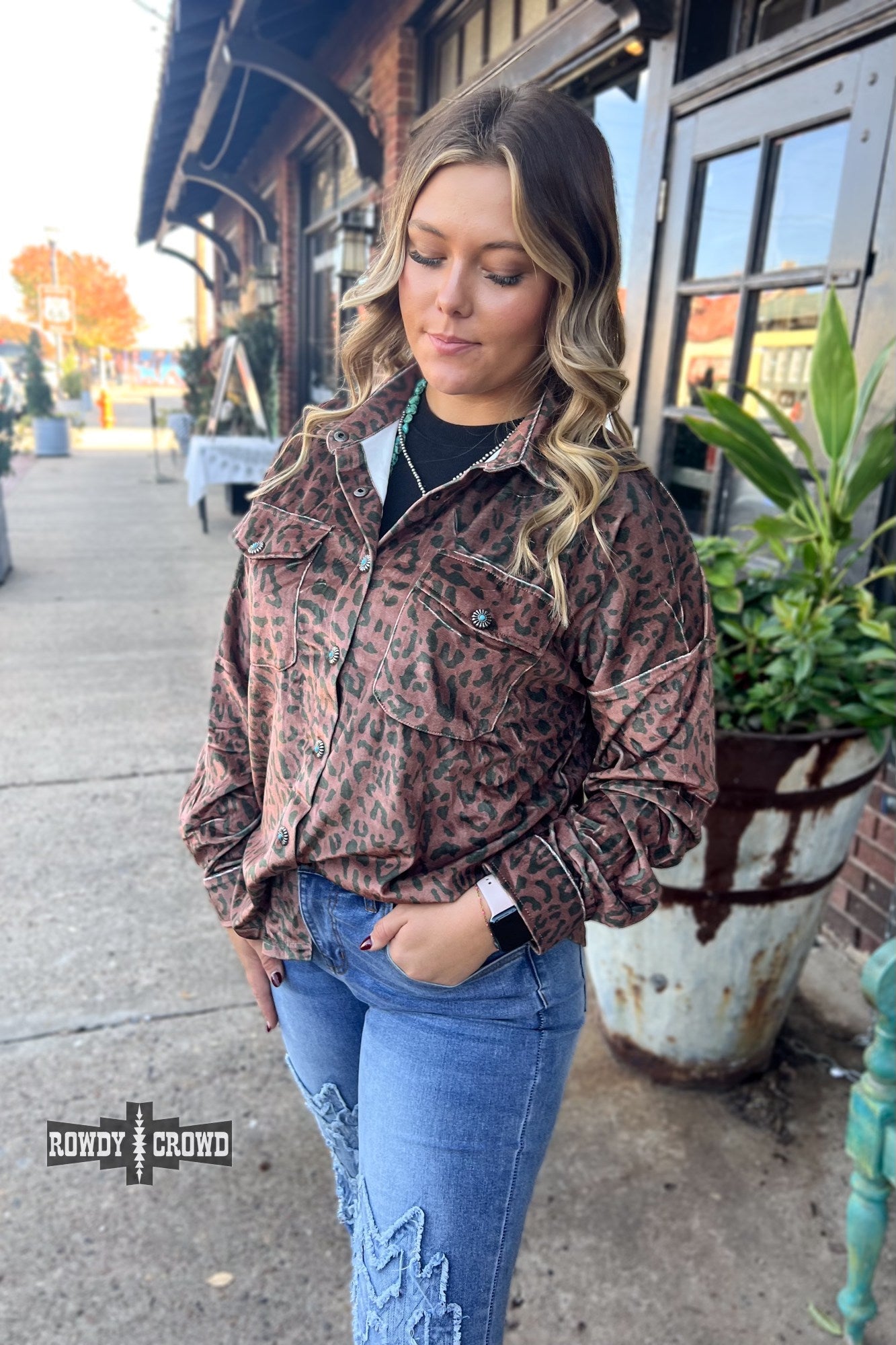 Leopard Lady Button Up Rowdy Crowd Clothing