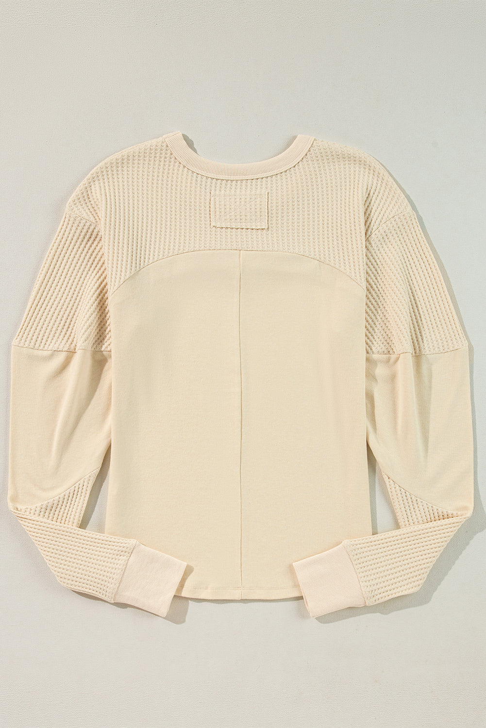 Beige Thermal Knit Long Sleeve Top