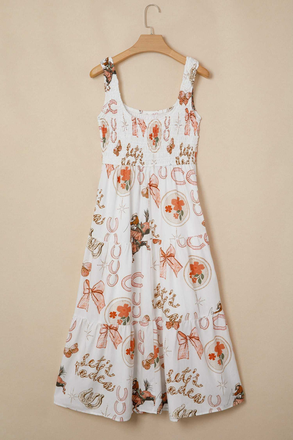 White horseshoe midi dress, view 4