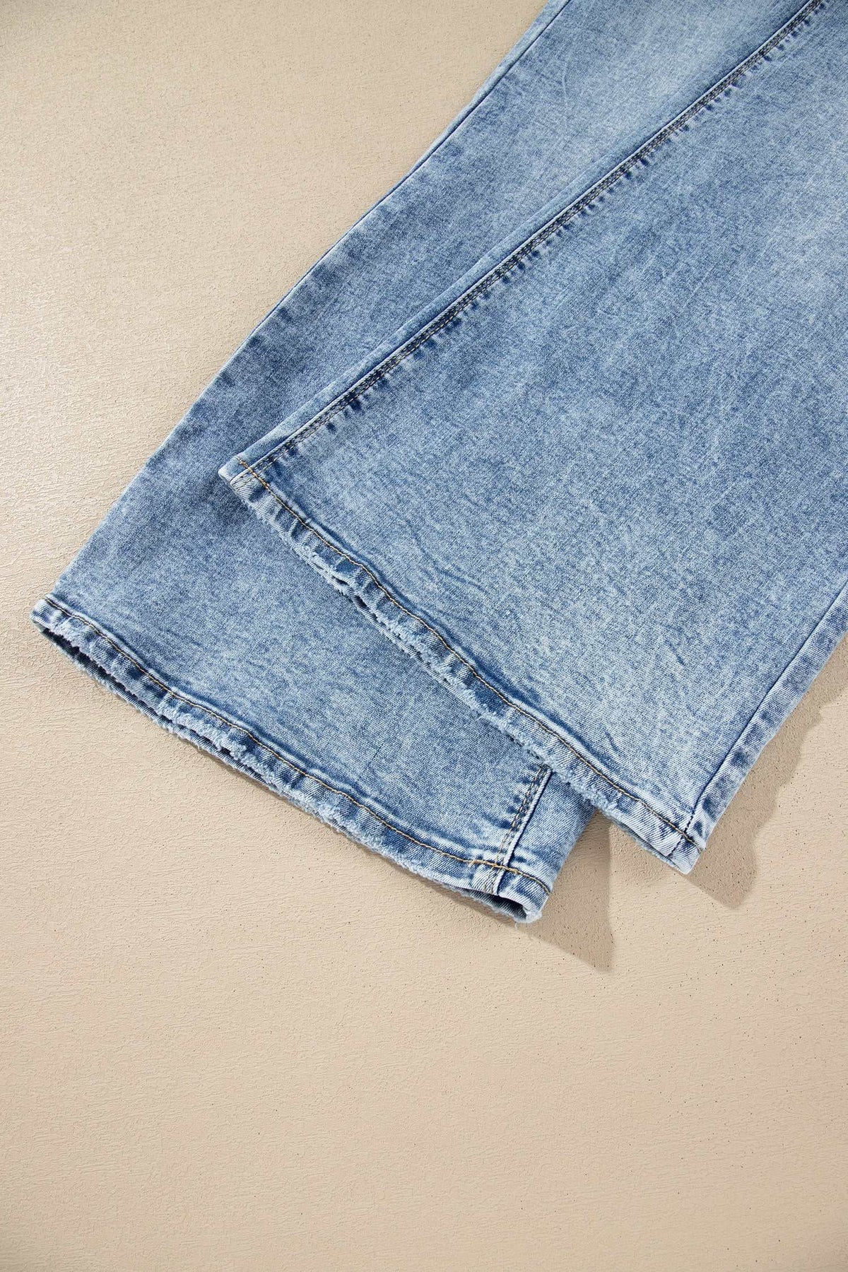 Blue acid wash flare jeans, view 13