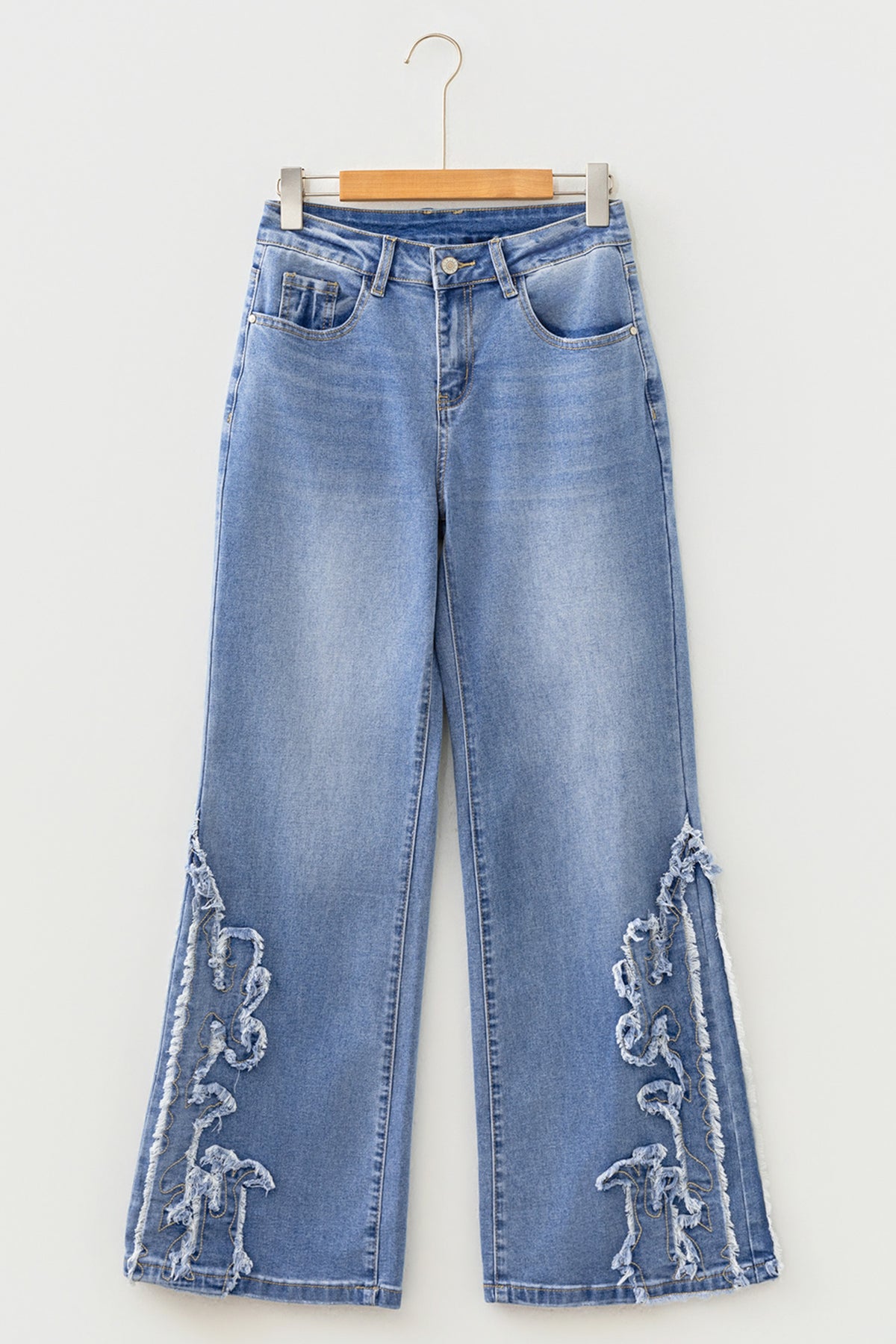 Ashleigh Blue Embroidered Western Print Flare Leg Full Length Jeans Dear-Lover Dropshipping