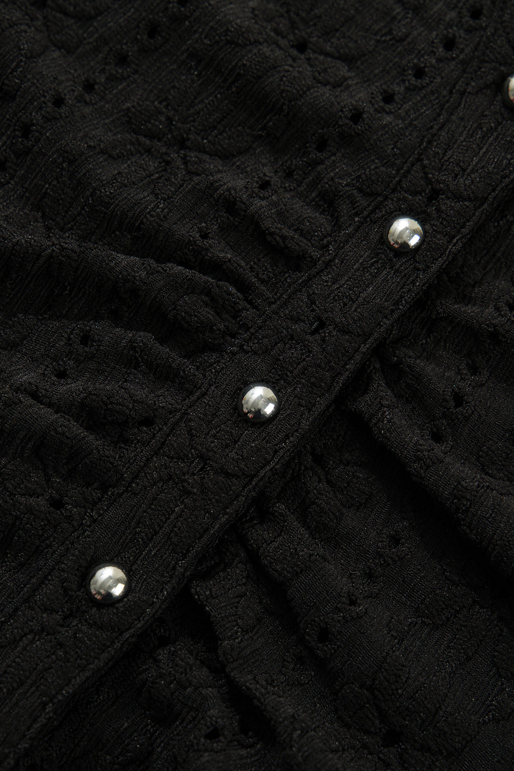 Black floral knit blouse, view 7