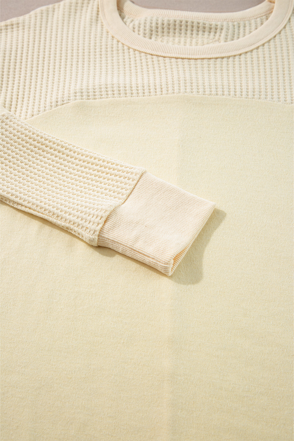 Beige Thermal Knit Long Sleeve Top