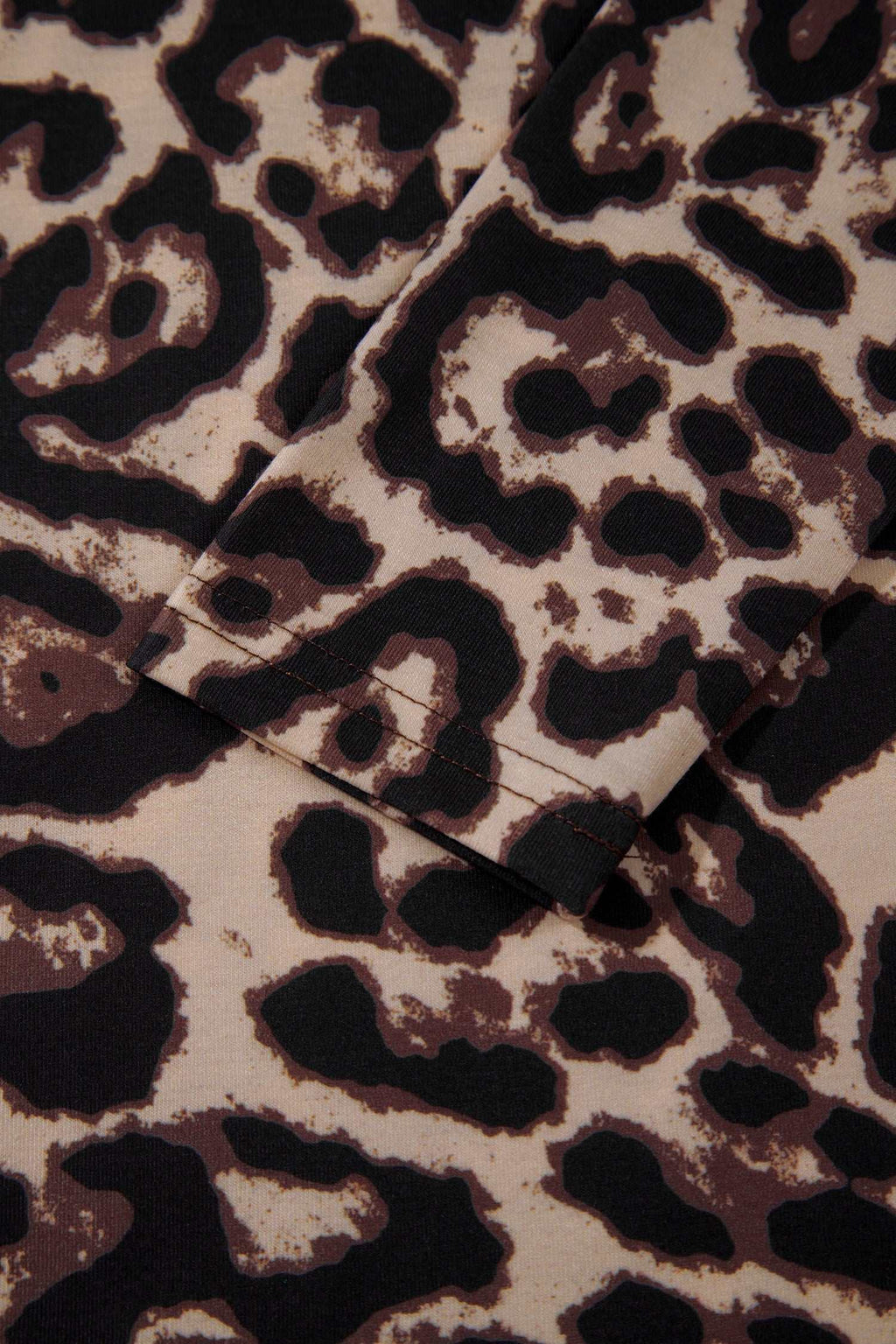 Khaki leopard high neck top, view 9