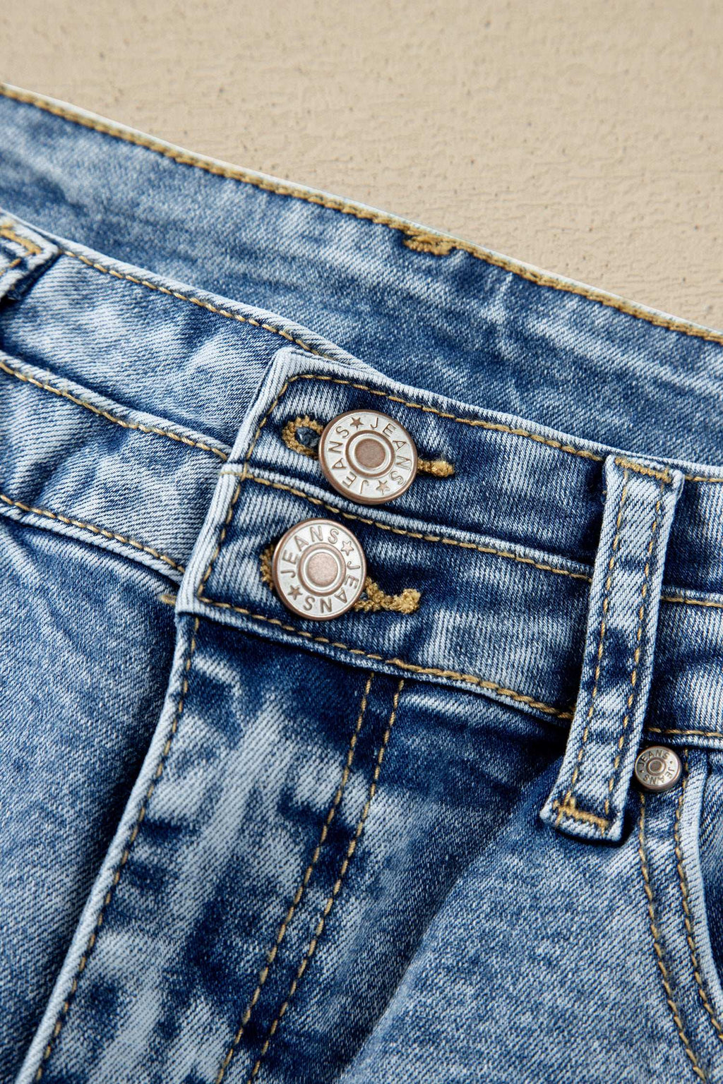 Blue acid wash flare jeans, view 11