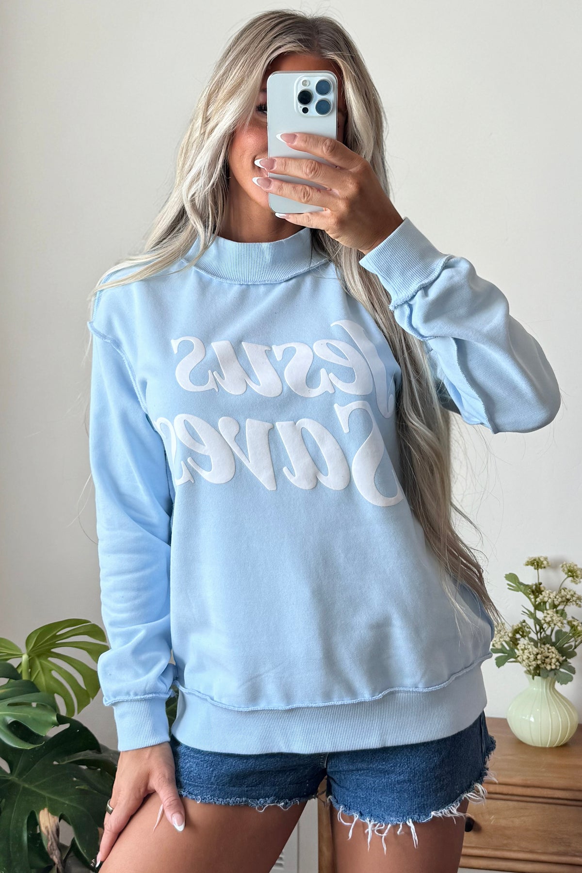 Dark Brown Jesus Saves Slogan Print Stand Neck Baggy Sweatshirt Dear-Lover Dropshipping