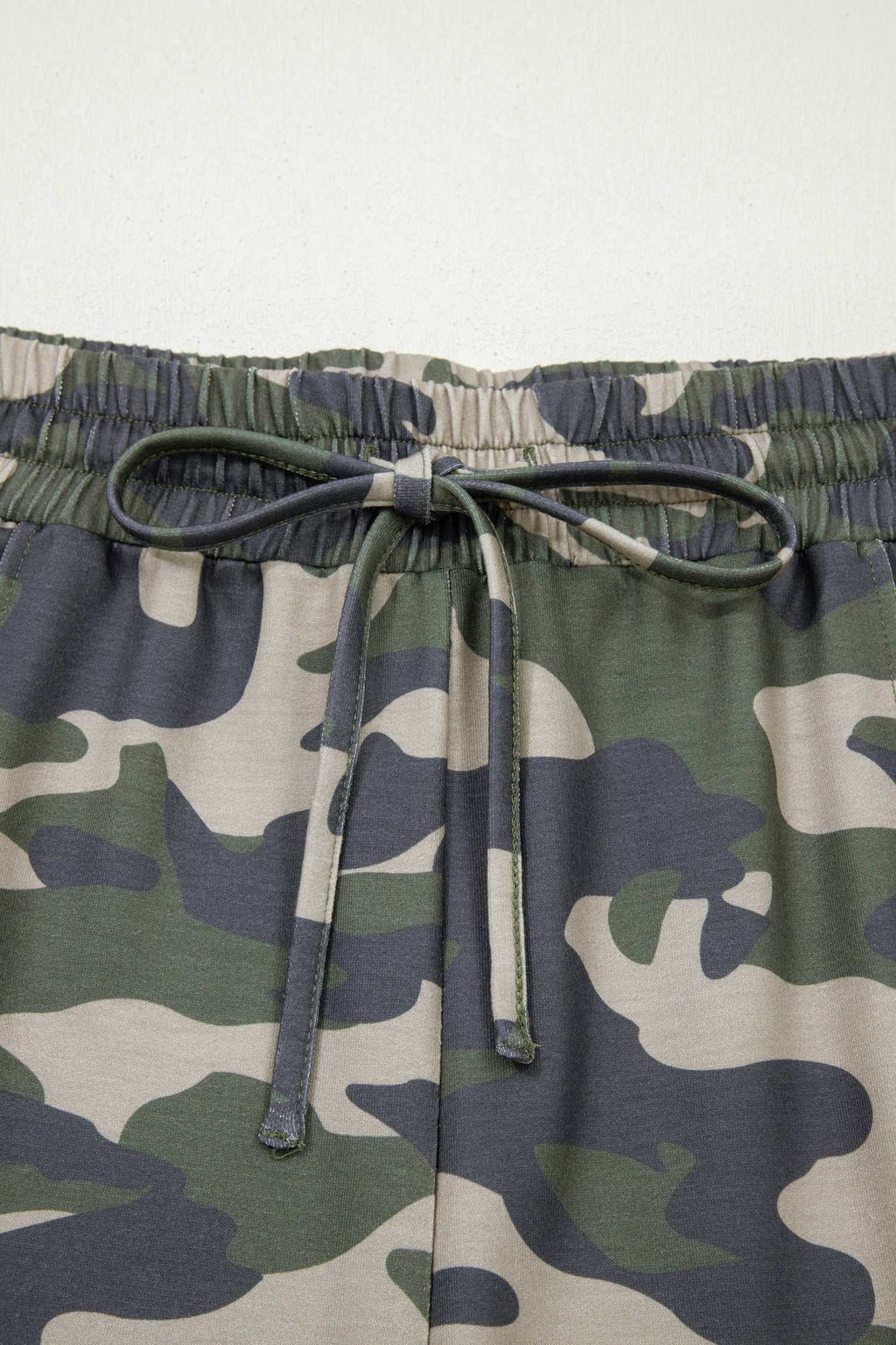 Green camo plus size shorts, view 7
