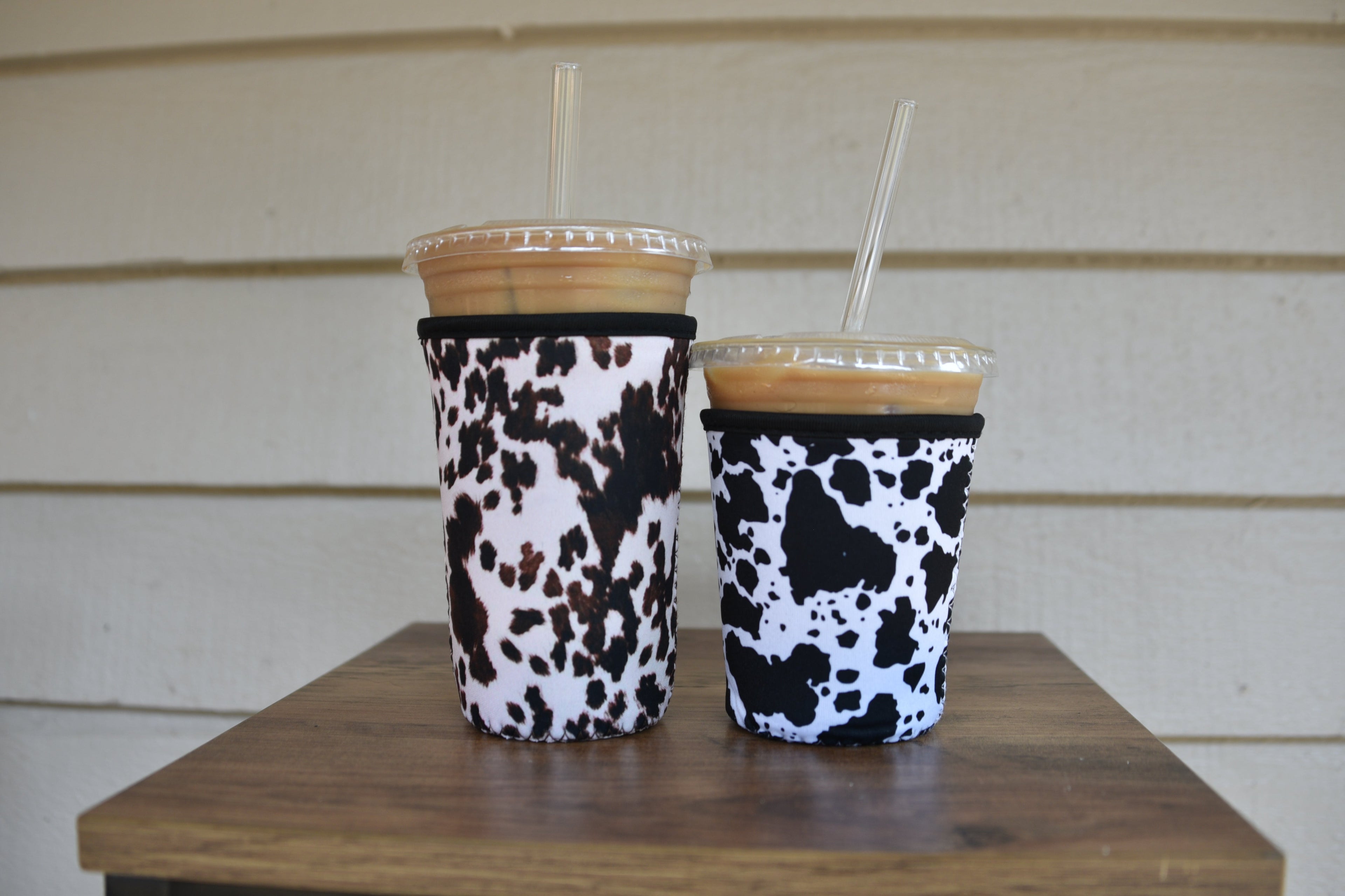Cow Print Coffee Sleeve | Reusable Neoprene Iced Coffee Cup Cover (16–24oz) BashDesignsCo