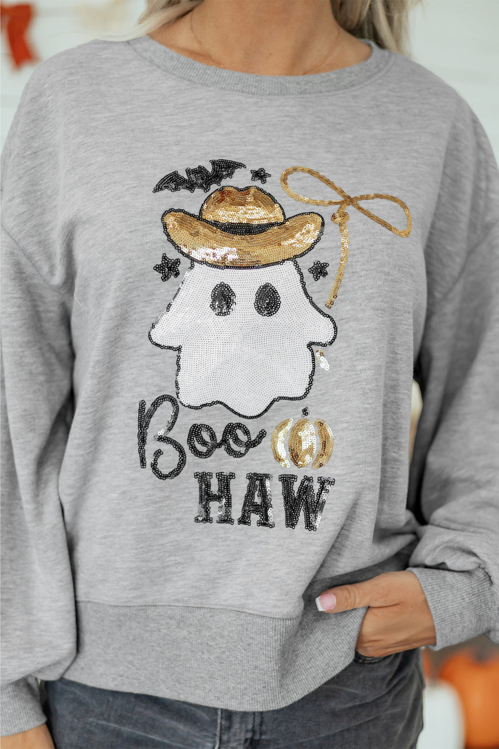 Sequin western ghost sweatshirt, view 10