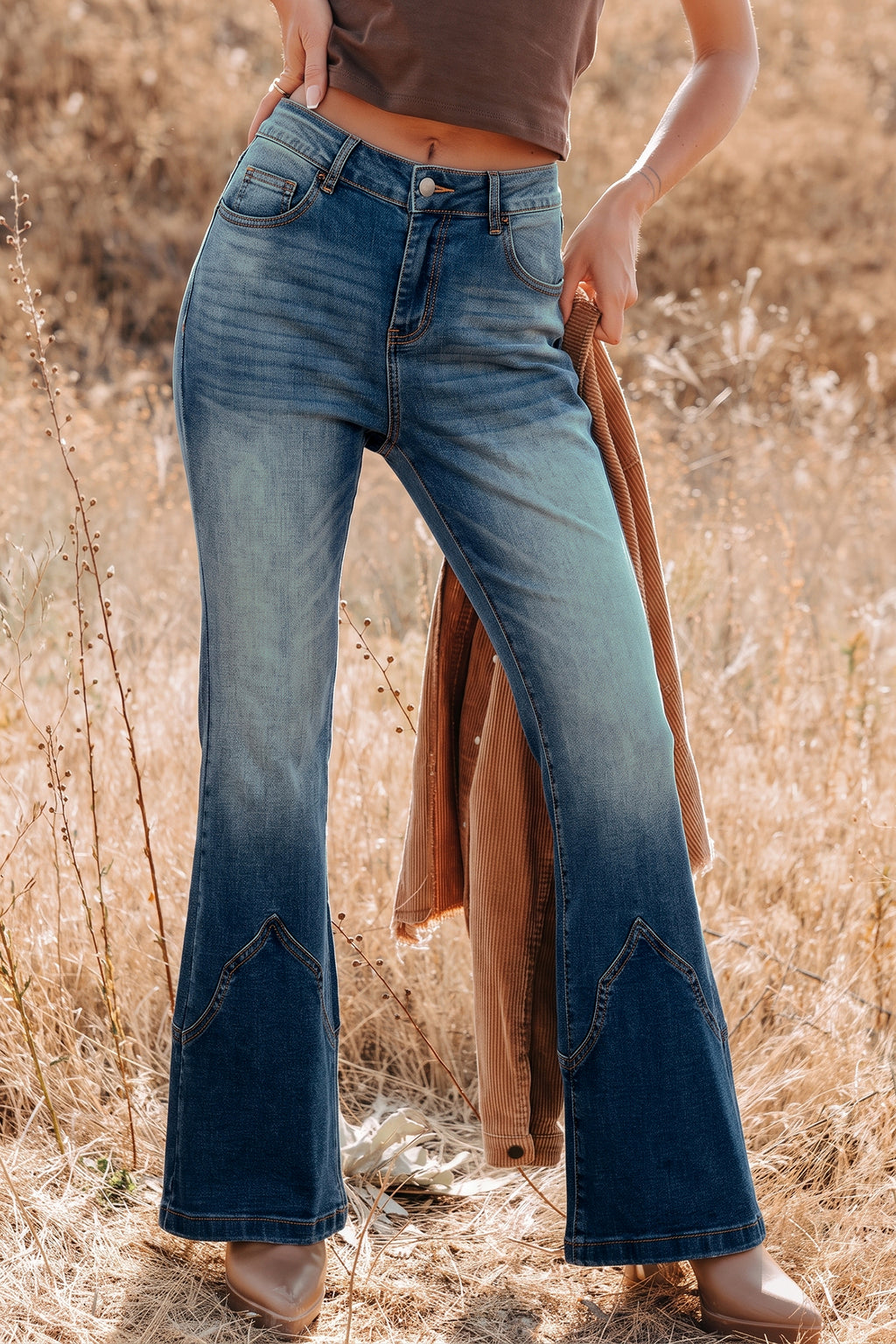 Sail Blue Pocket Detail Flare Leg Jeans Dear-Lover Dropshipping
